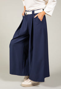 Short Wide Leg Belted Trousers