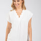 scallop neck top with short sleeves