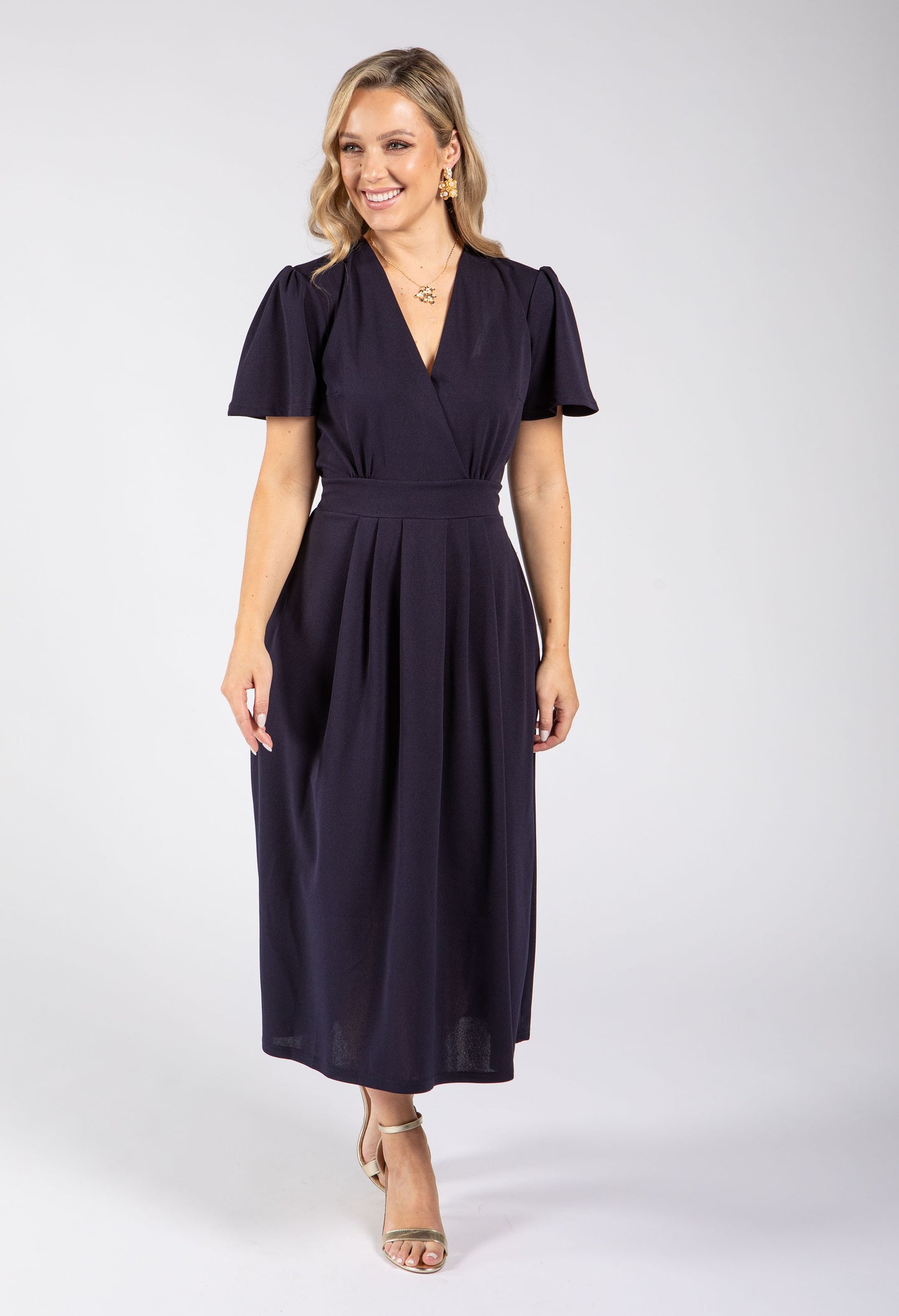 Wrap Style Midi Dress