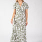 Mosaic Leaf Print Midi Dress