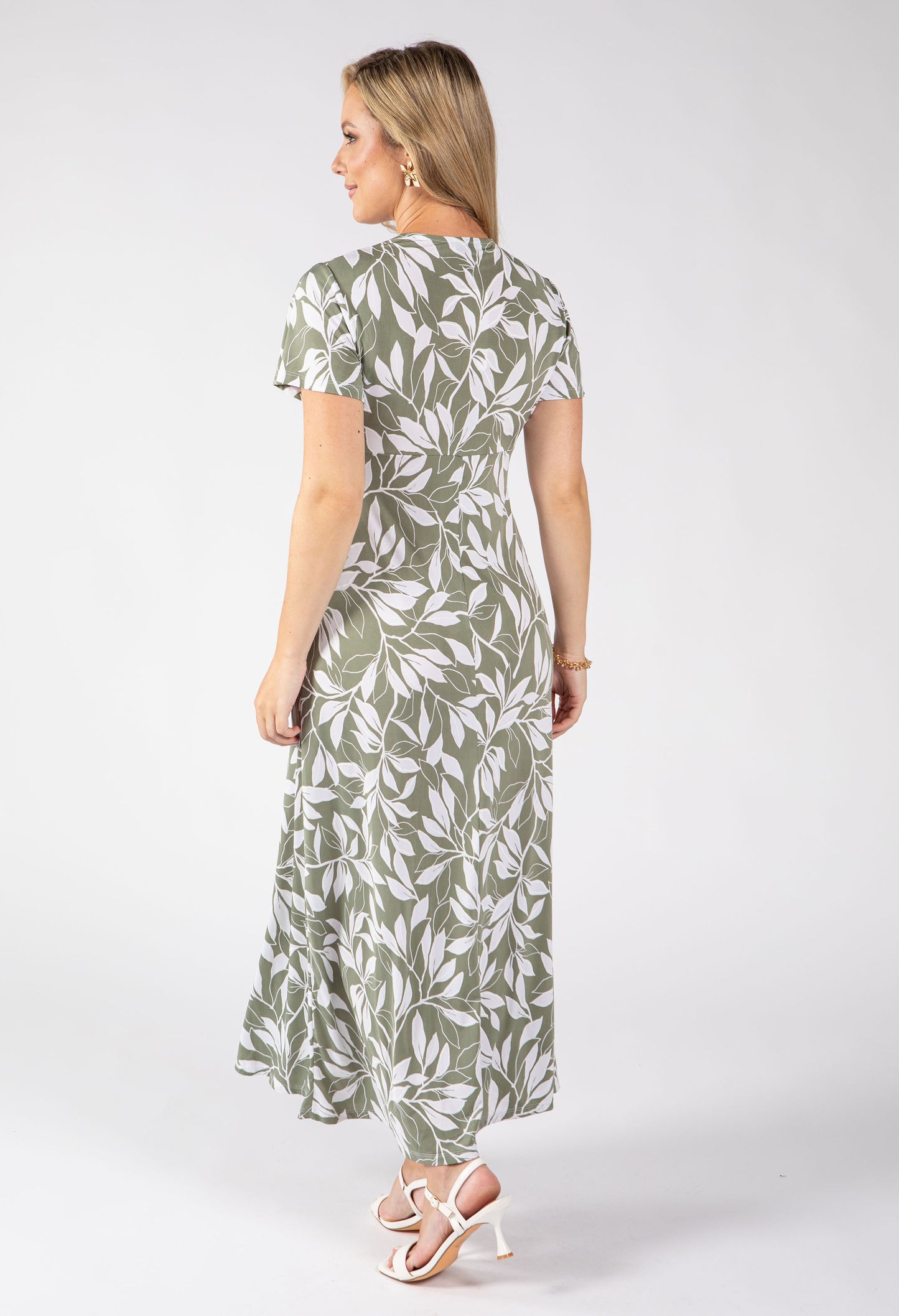 Mosaic Leaf Print Midi Dress