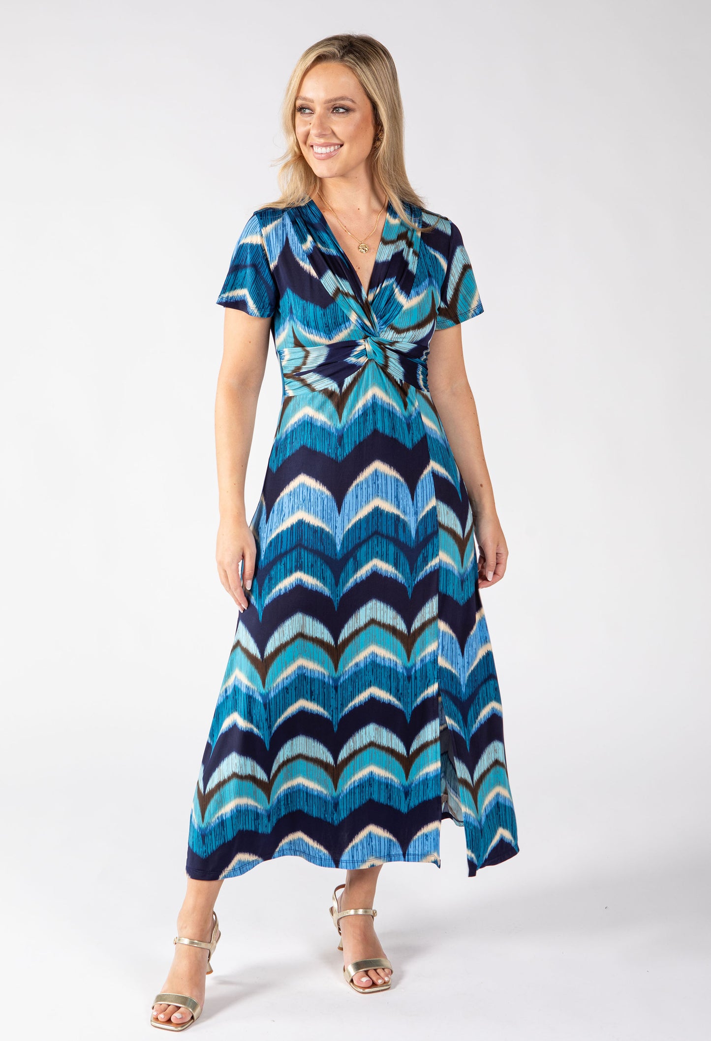 Mosaic Chevron Print Midi Dress