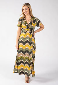 Mosaic Chevron Print Midi Dress