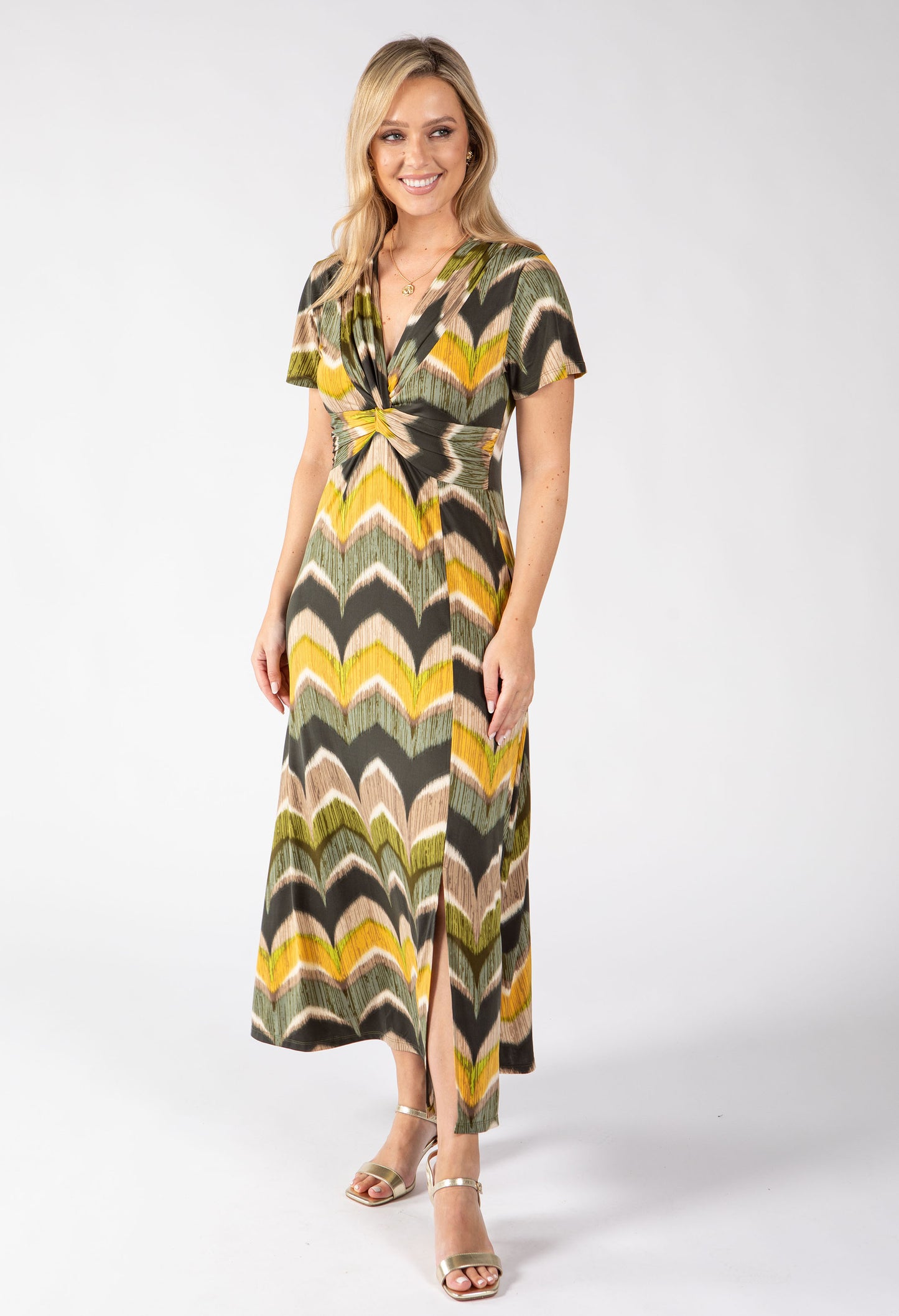 Mosaic Chevron Print Midi Dress