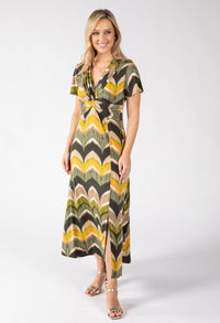 Mosaic Chevron Print Midi Dress