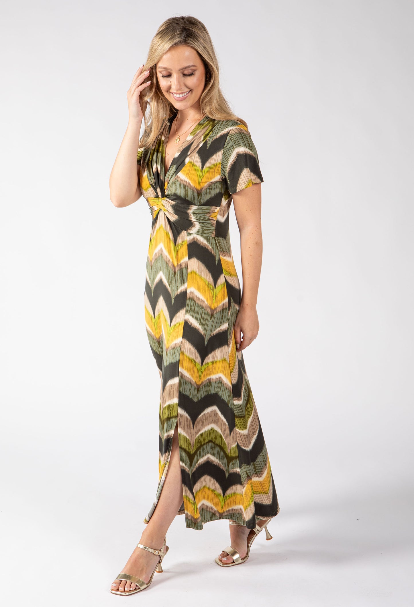 Mosaic Chevron Print Midi Dress