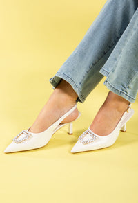 Diamante Buckle Sling Back