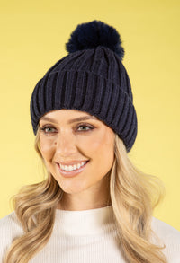 Chunky Knit Pom Pom Beanie
