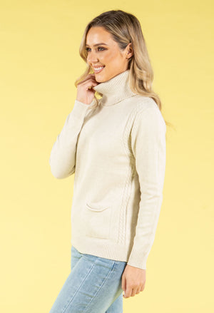 Cable Knit Detail Roll Neck Jumper