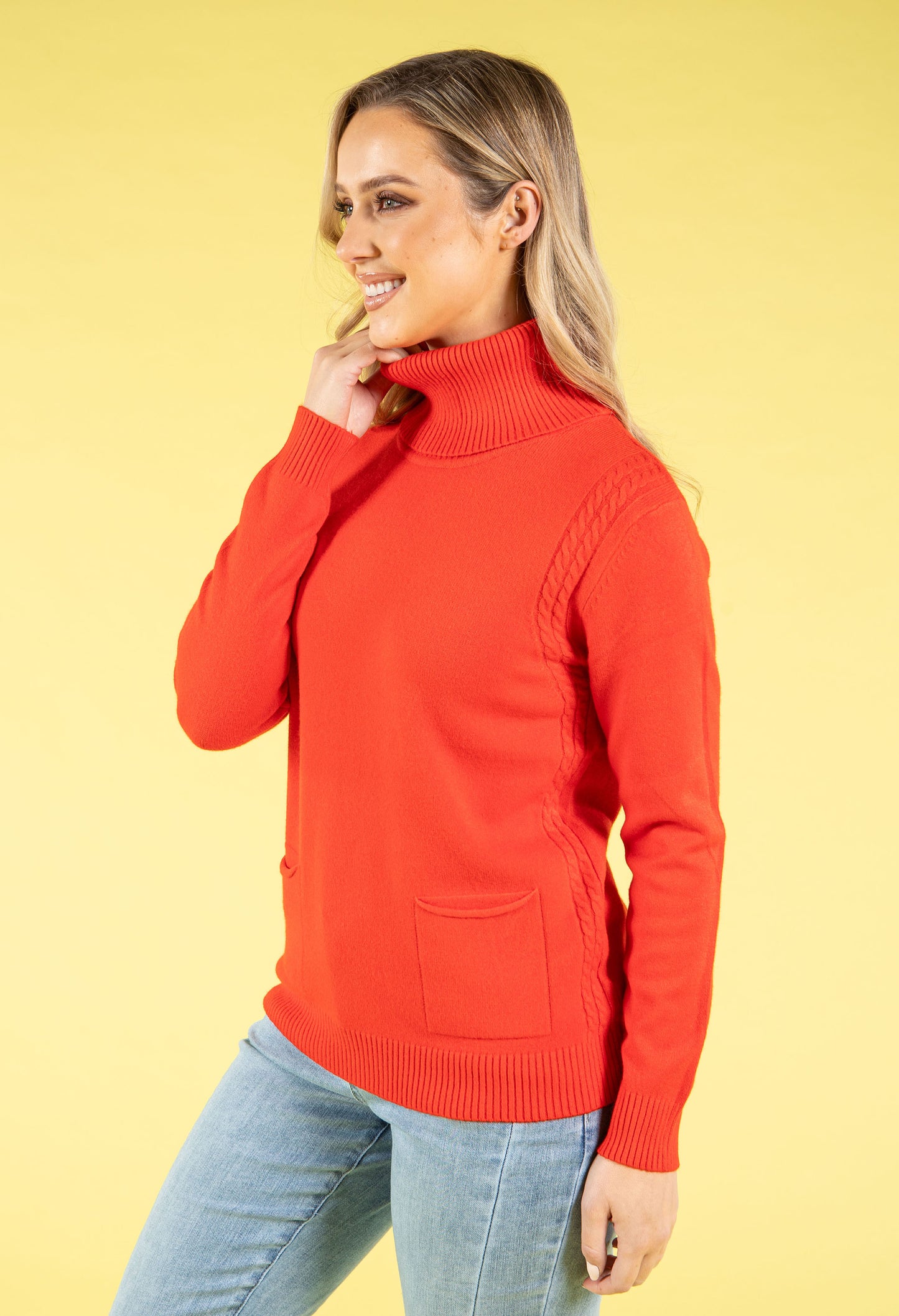 Cable Knit Detail Roll Neck Jumper