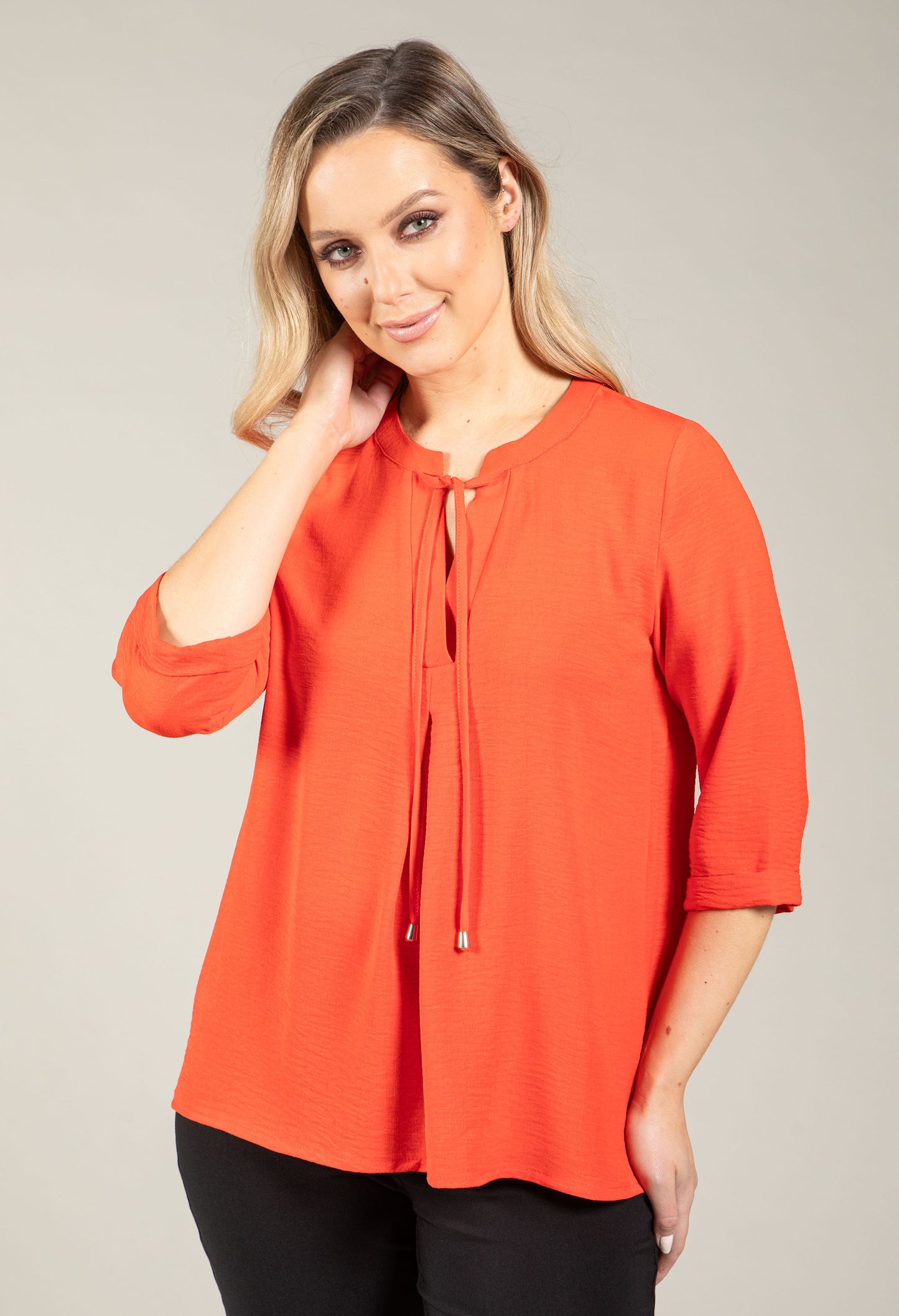 3/4 Sleeve V-Neck Blouse