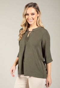 3/4 Sleeve V-Neck Blouse