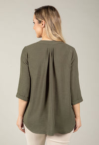 3/4 Sleeve V-Neck Blouse