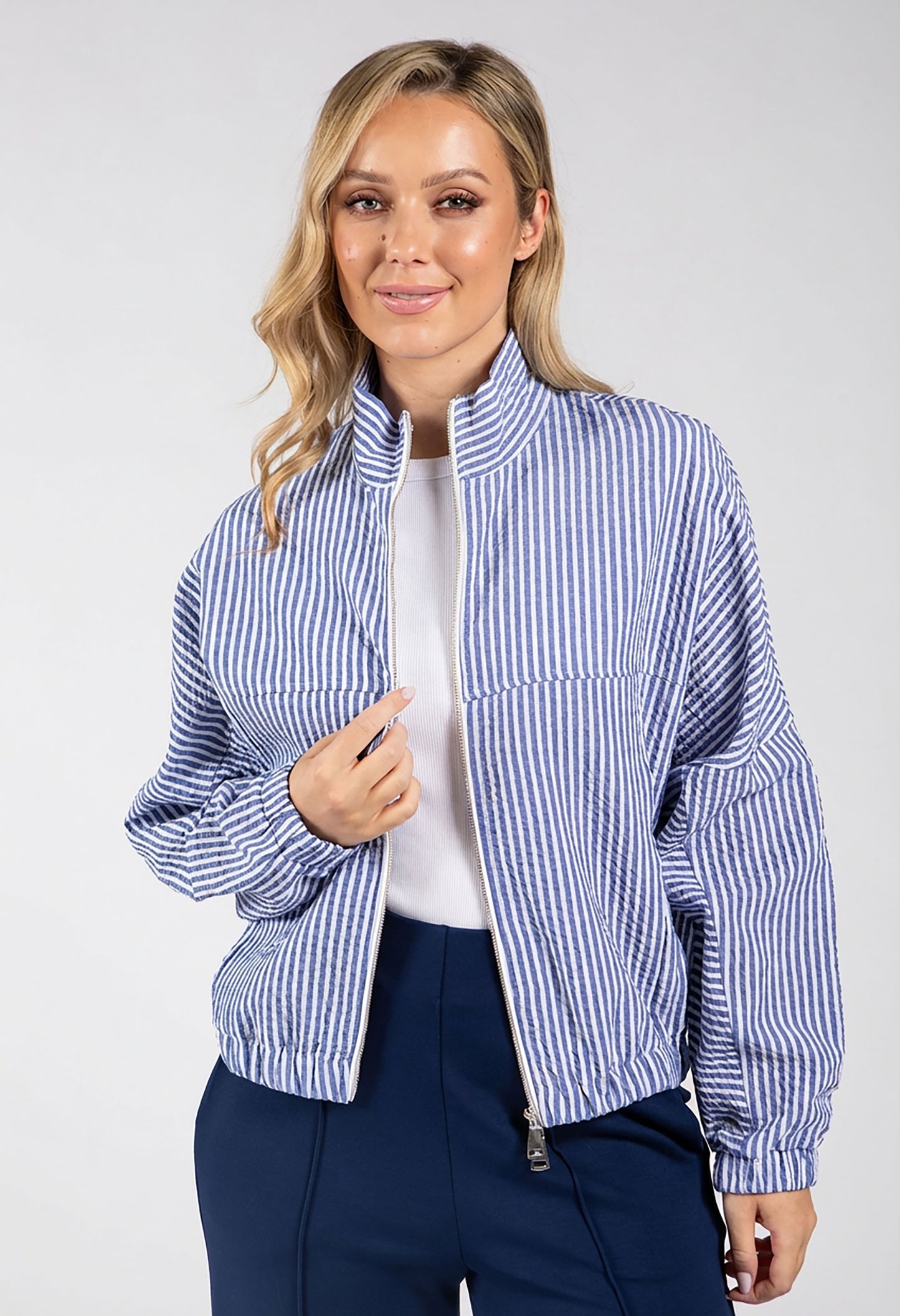 Raye Striped Zip-Up Jacket