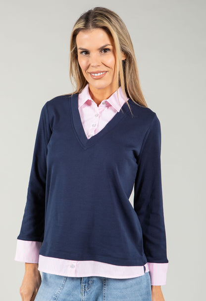 2 in 1 Pinstripe Shirt Top