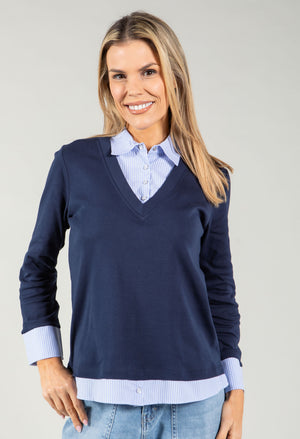 2 in 1 Pinstripe Shirt Top