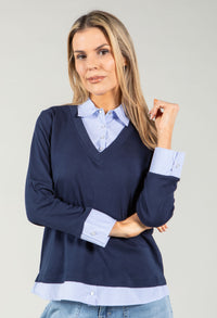 2 in 1 Pinstripe Shirt Top