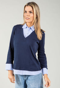 2 in 1 Pinstripe Shirt Top