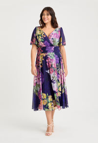 Victoria Angel Sleeve Mesh Midi Curve+ Dress