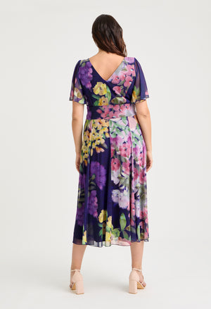 Victoria Angel Sleeve Mesh Midi Curve+ Dress