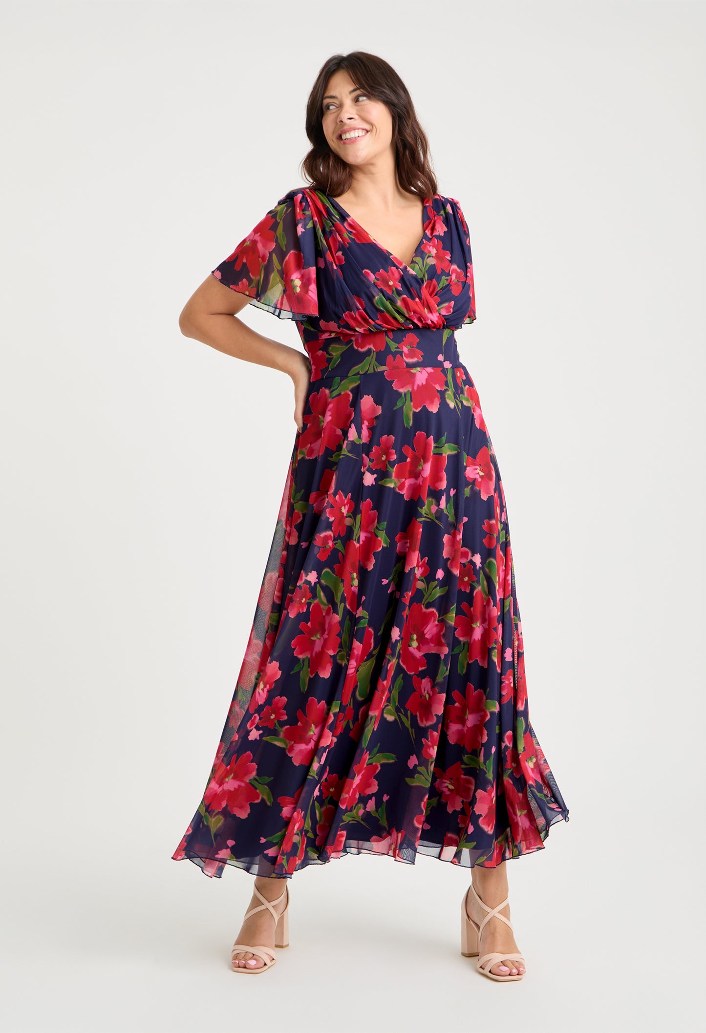 Isabelle Curve+ Angel Sleeve Maxi Dress
