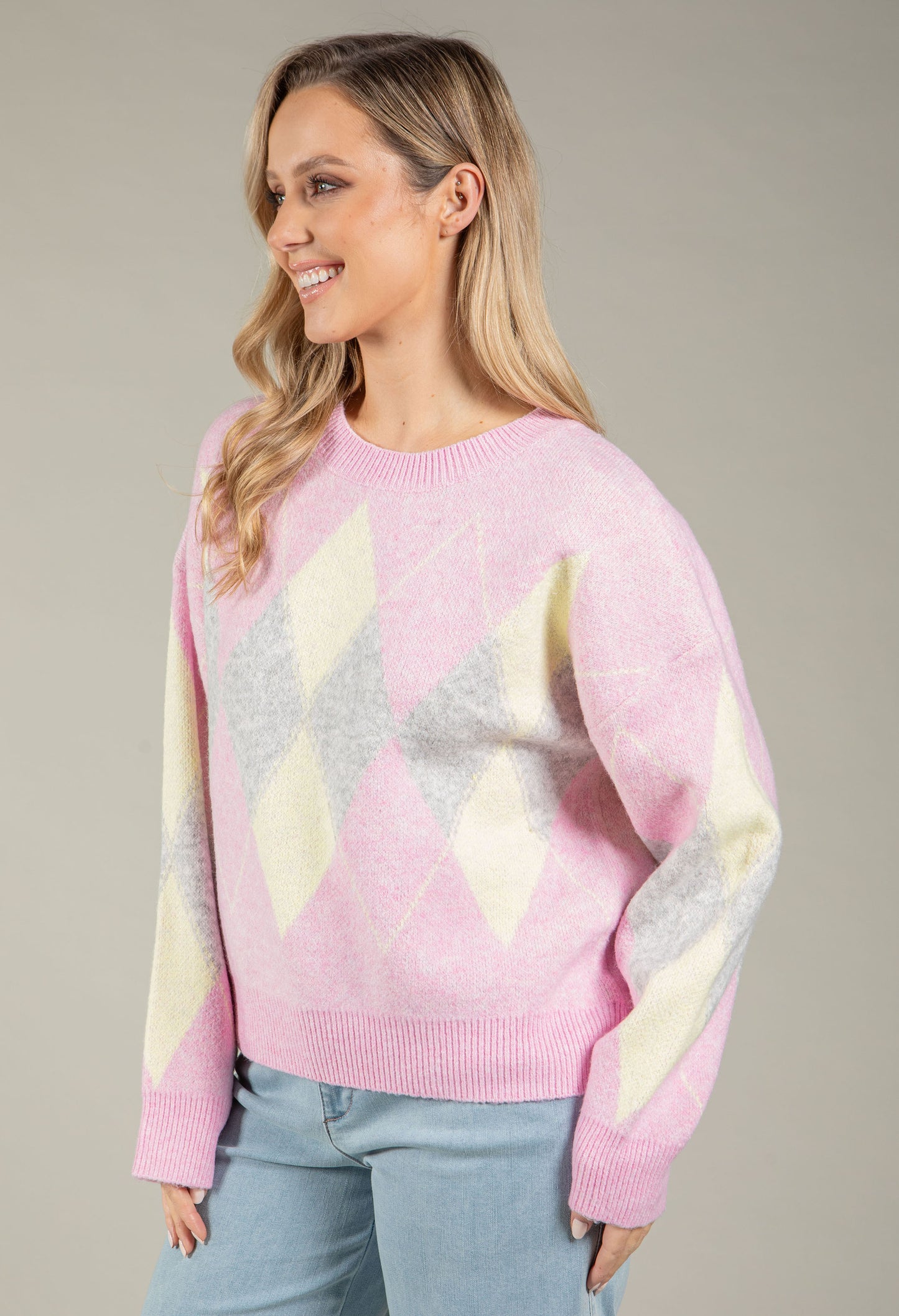 Soft Touch Argyle Knit Jumper
