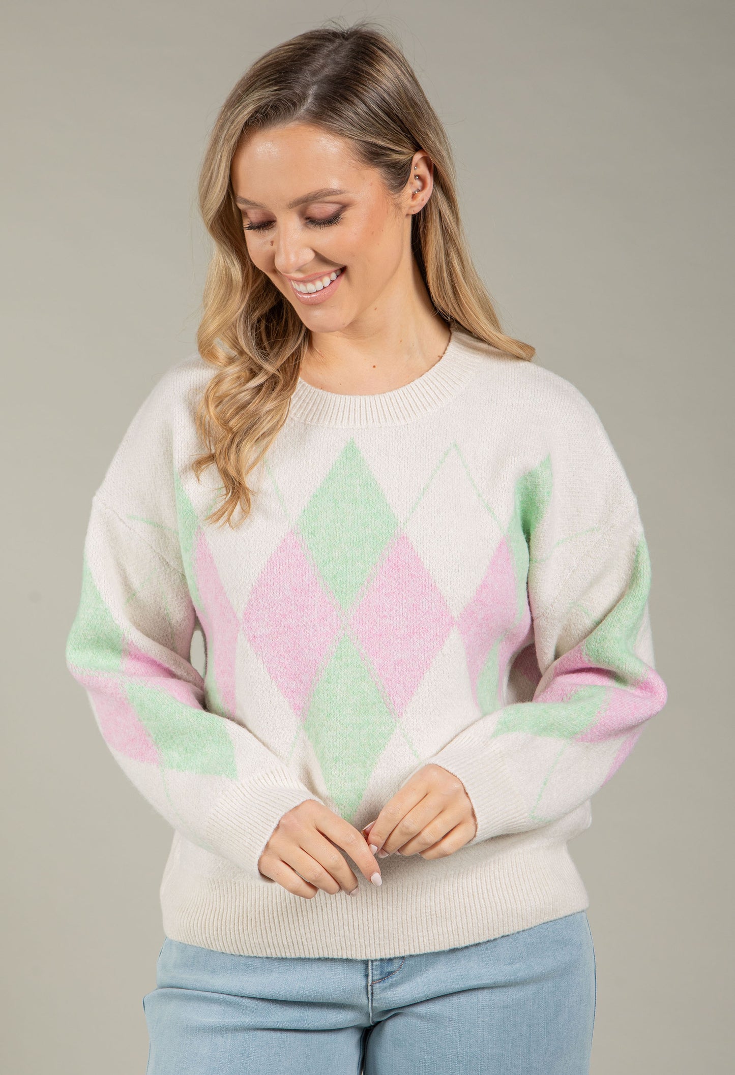 Soft Touch Argyle Knit Jumper