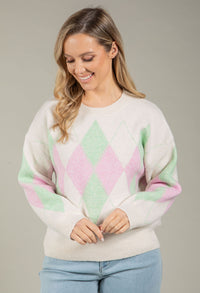 Soft Touch Argyle Knit Jumper
