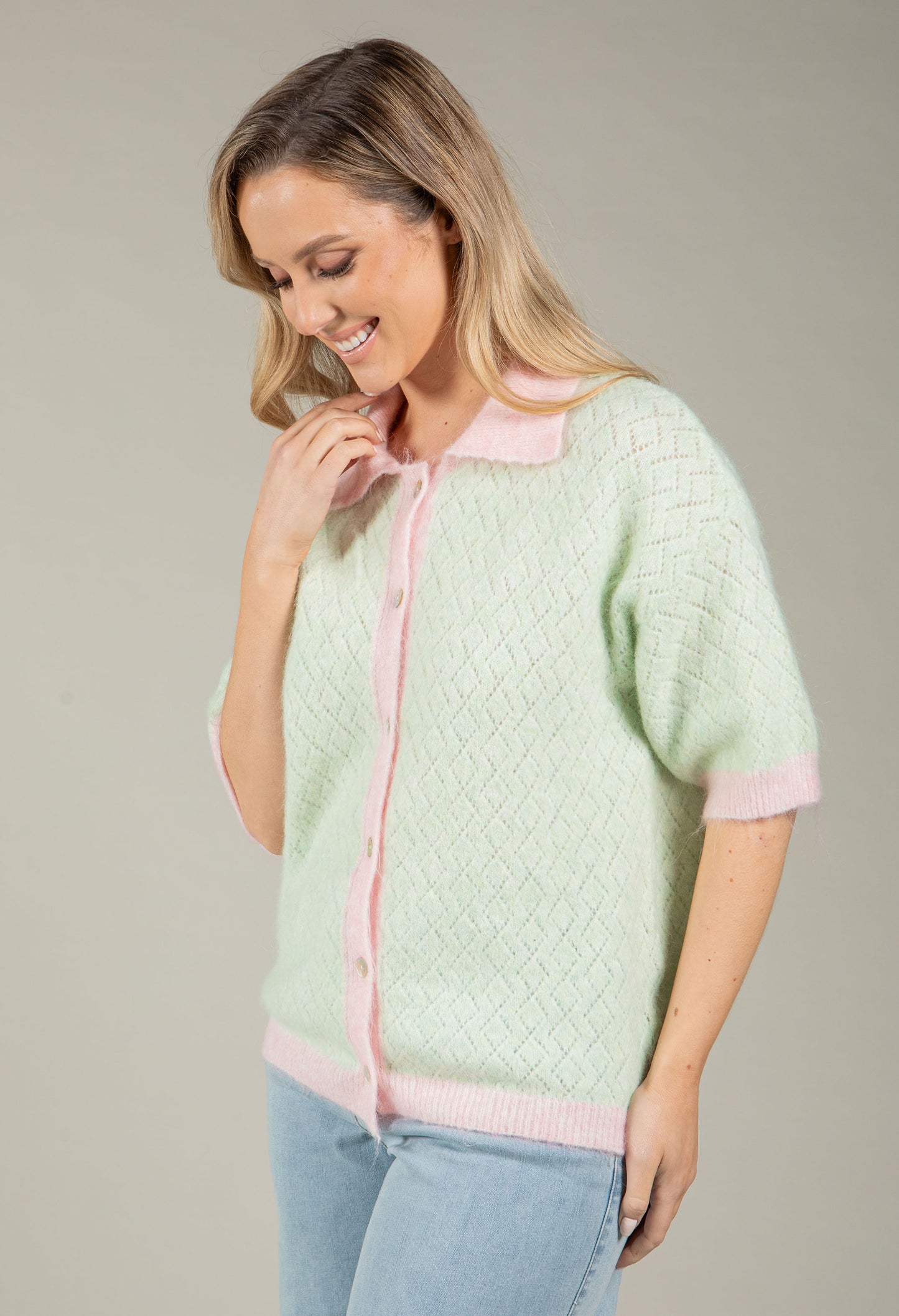 Colour Block Knit Cardigan