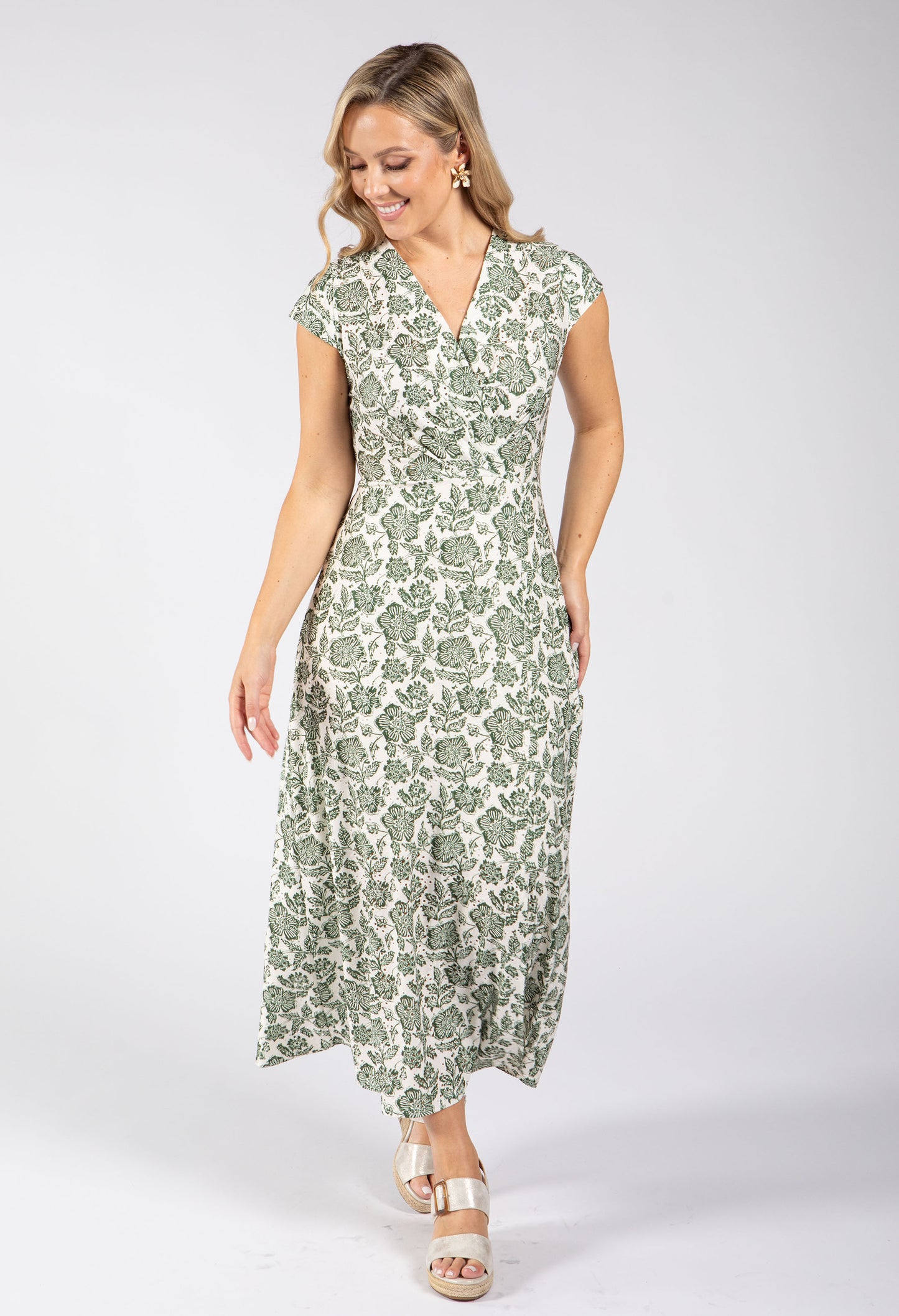 Floral Print Sleeveless Wrap Midi Dress