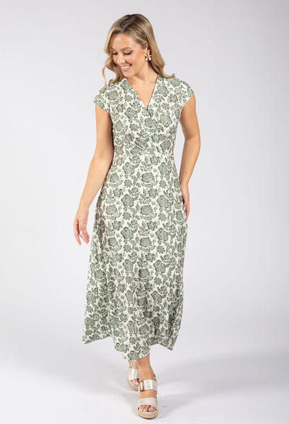 Floral Print Sleeveless Wrap Midi Dress