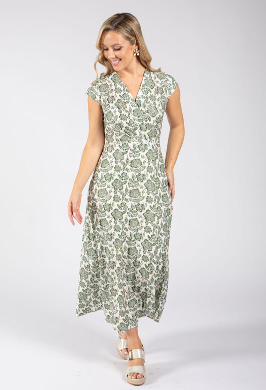 Floral Print Sleeveless Wrap Midi Dress