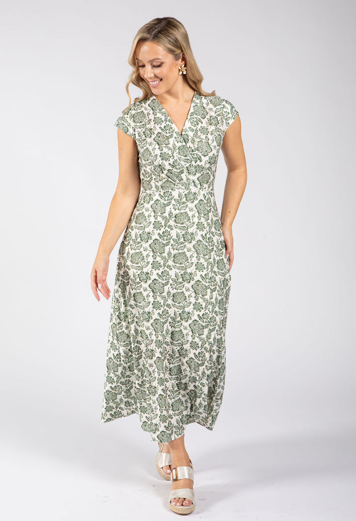 Floral Print Sleeveless Wrap Midi Dress