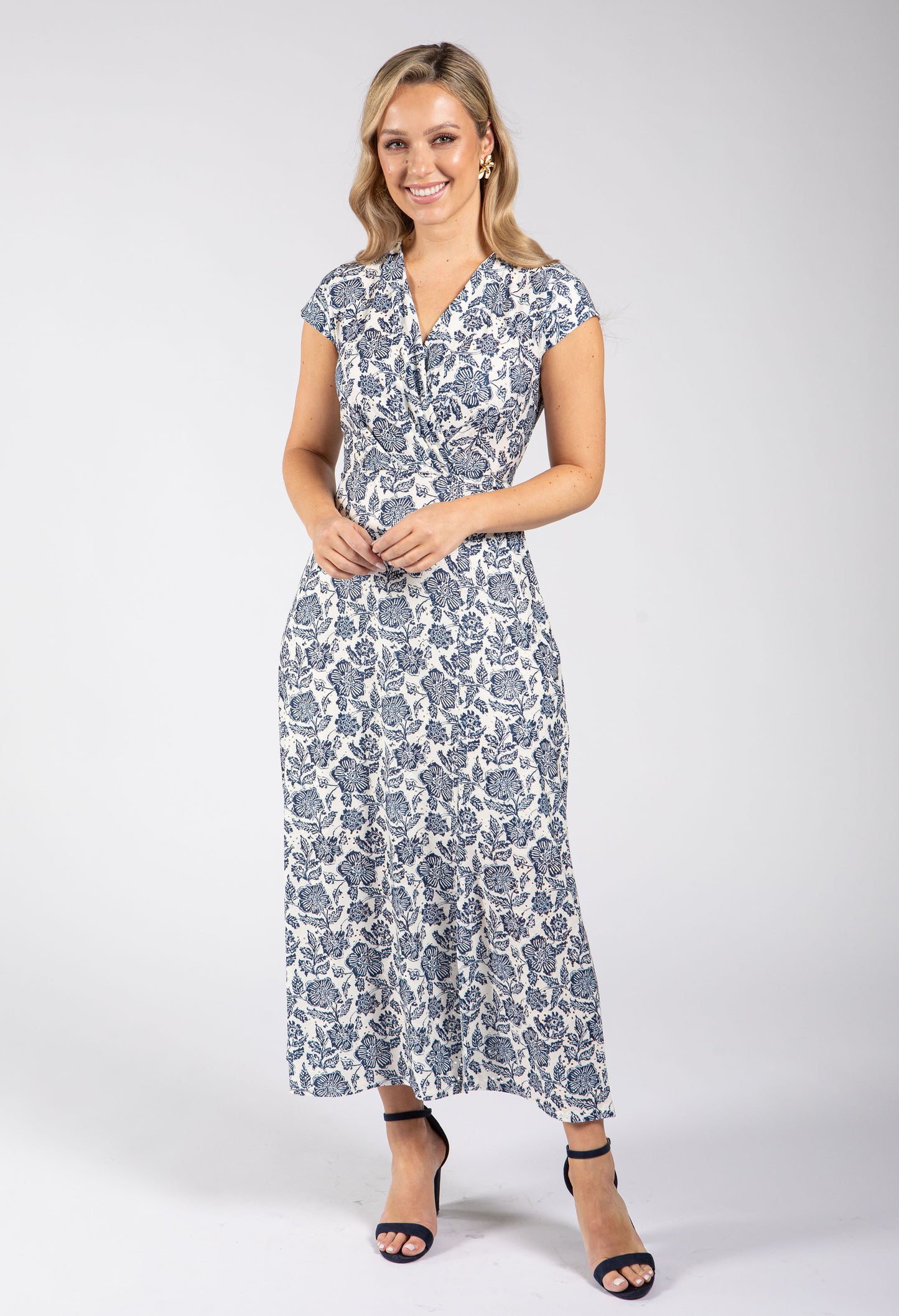 Floral Print Sleeveless Wrap Midi Dress