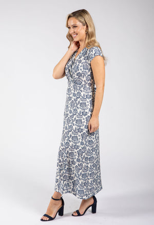 Floral Print Sleeveless Wrap Midi Dress