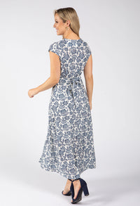 Floral Print Sleeveless Wrap Midi Dress