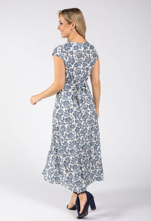 Floral Print Sleeveless Wrap Midi Dress