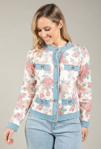 Floral Design Knit Cardigan