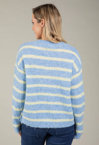 Gold Button Striped Knit Jumper