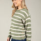 Gold Button Striped Knit Jumper