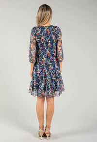 Plisse Pleated Floral Lace Dress