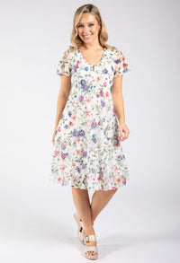 Floral Print Lace Short Dress