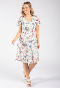 Floral Print Lace Short Dress