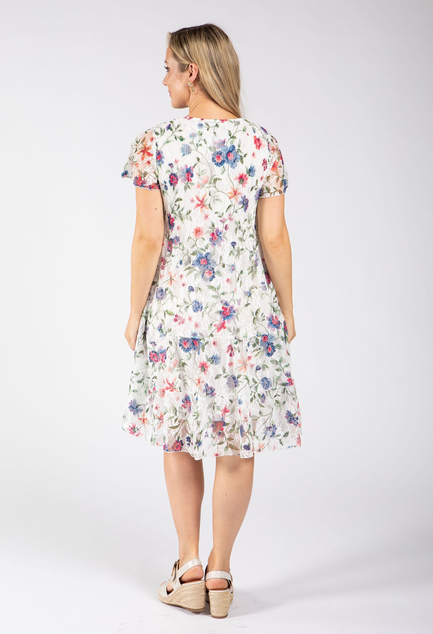 Floral Print Lace Short Dress