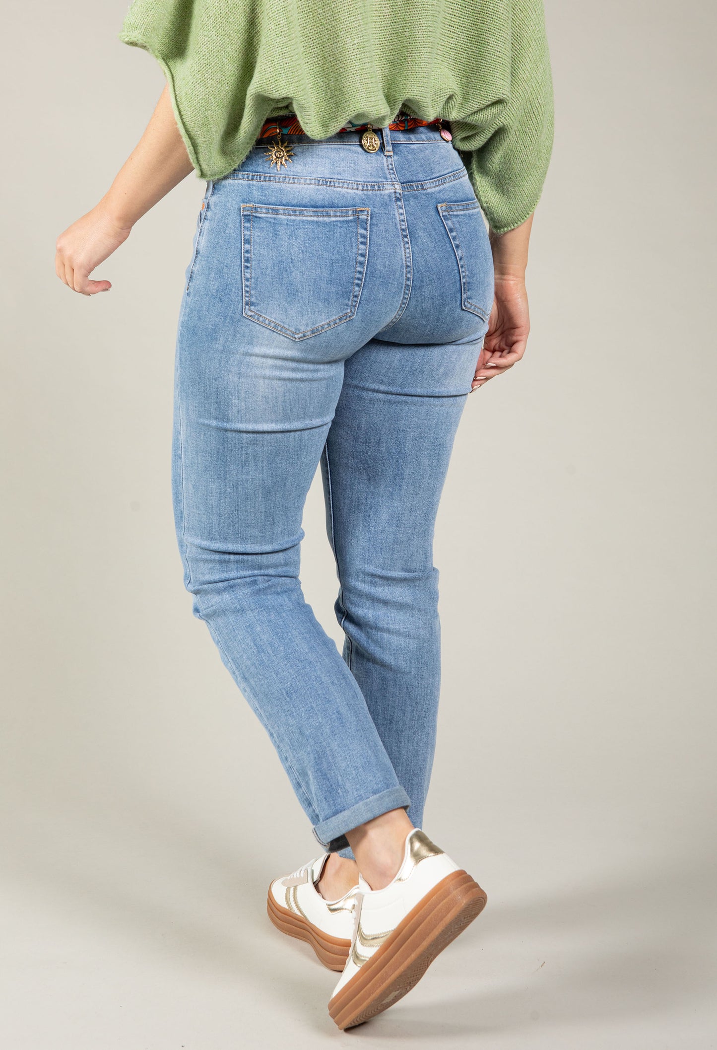 Satin Belt Detail Jeans