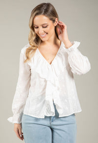 Ruffle V-Neck Blouse