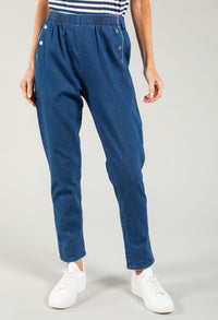 Pull-On Denim Look Trousers