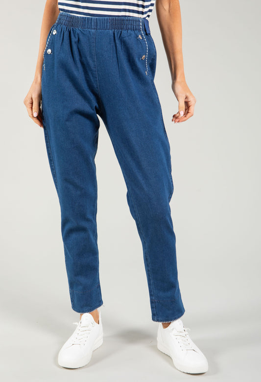 Pull-On Denim Look Trousers