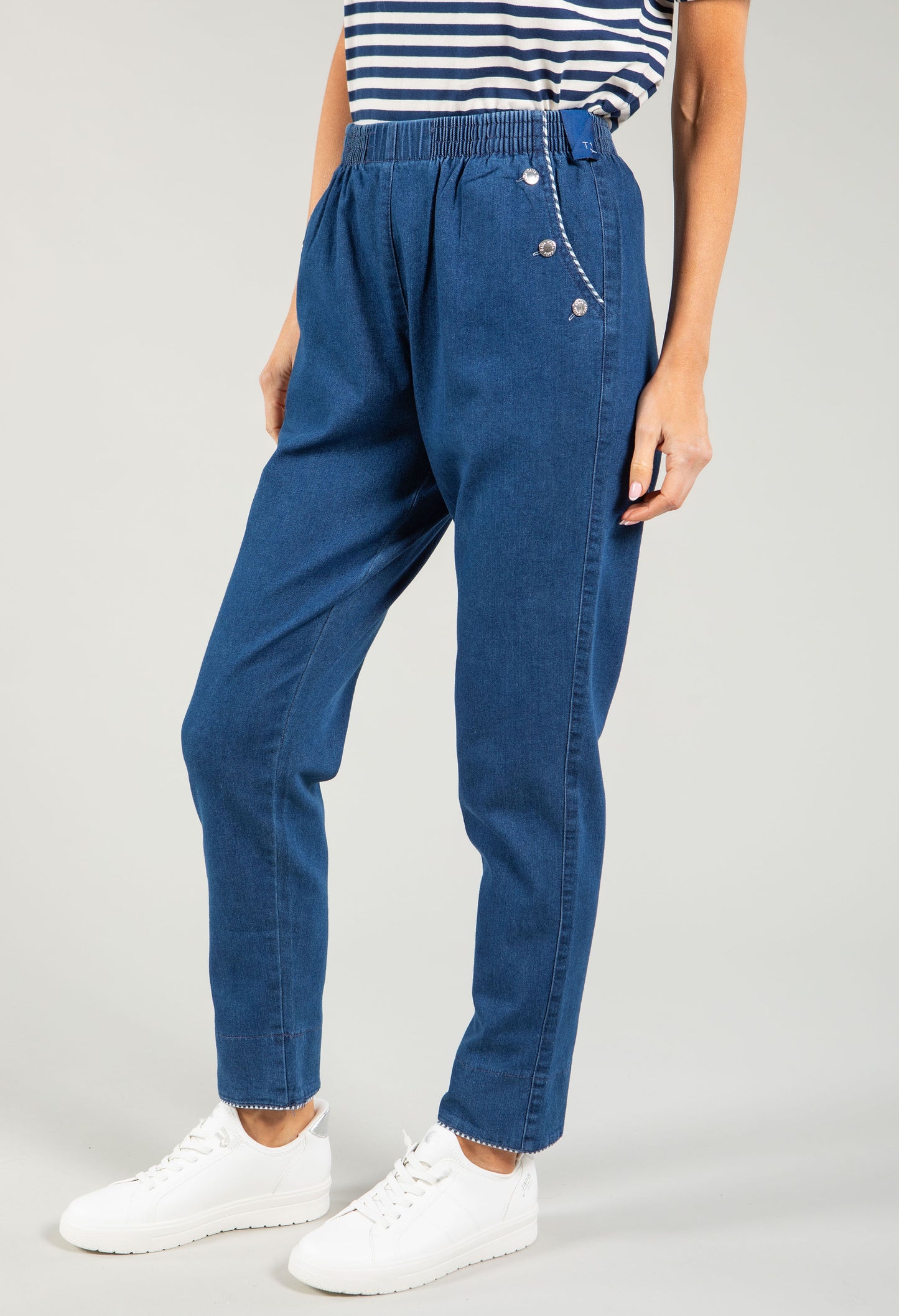 Pull-On Denim Look Trousers