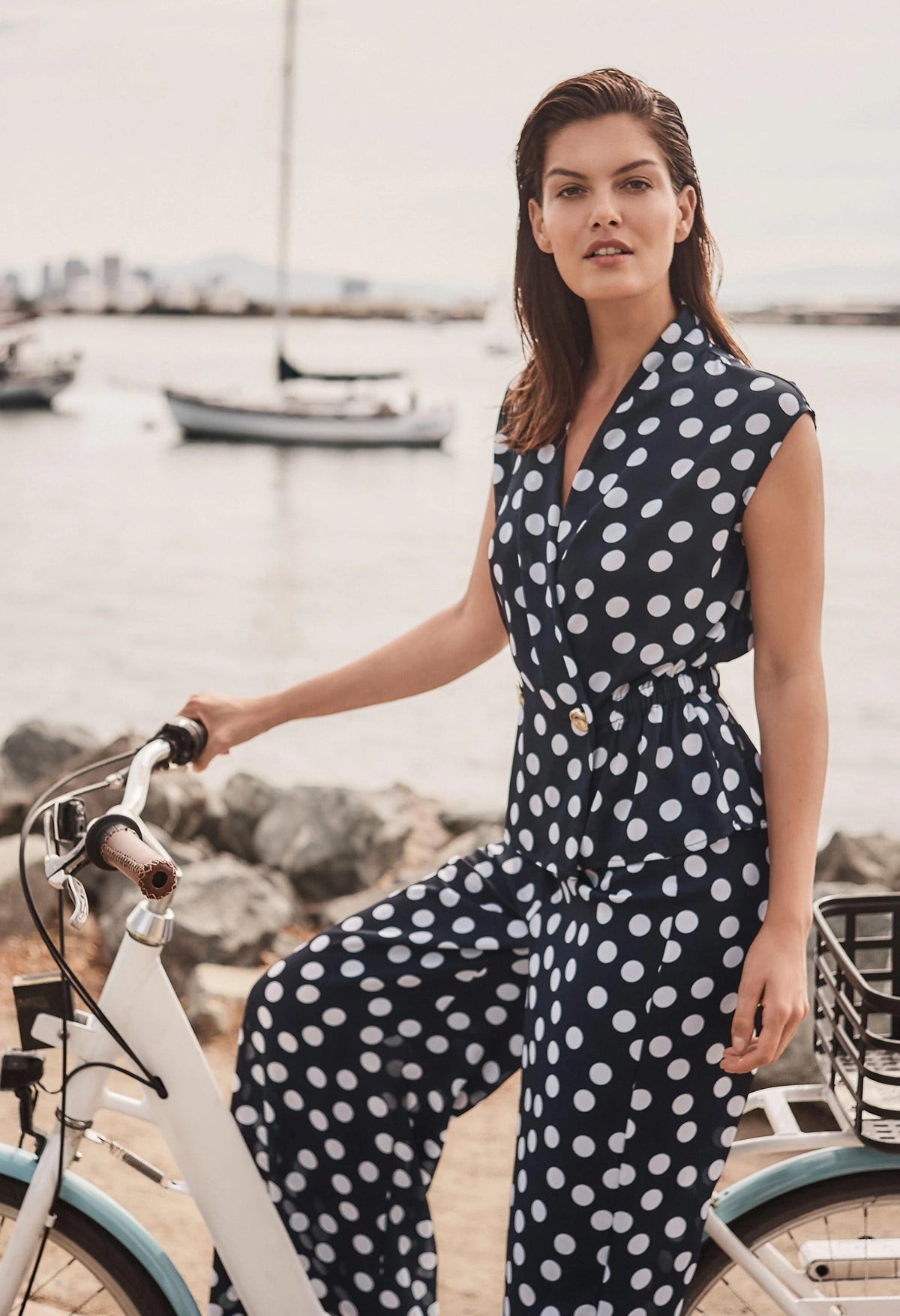 Polka Dot V-neck Top